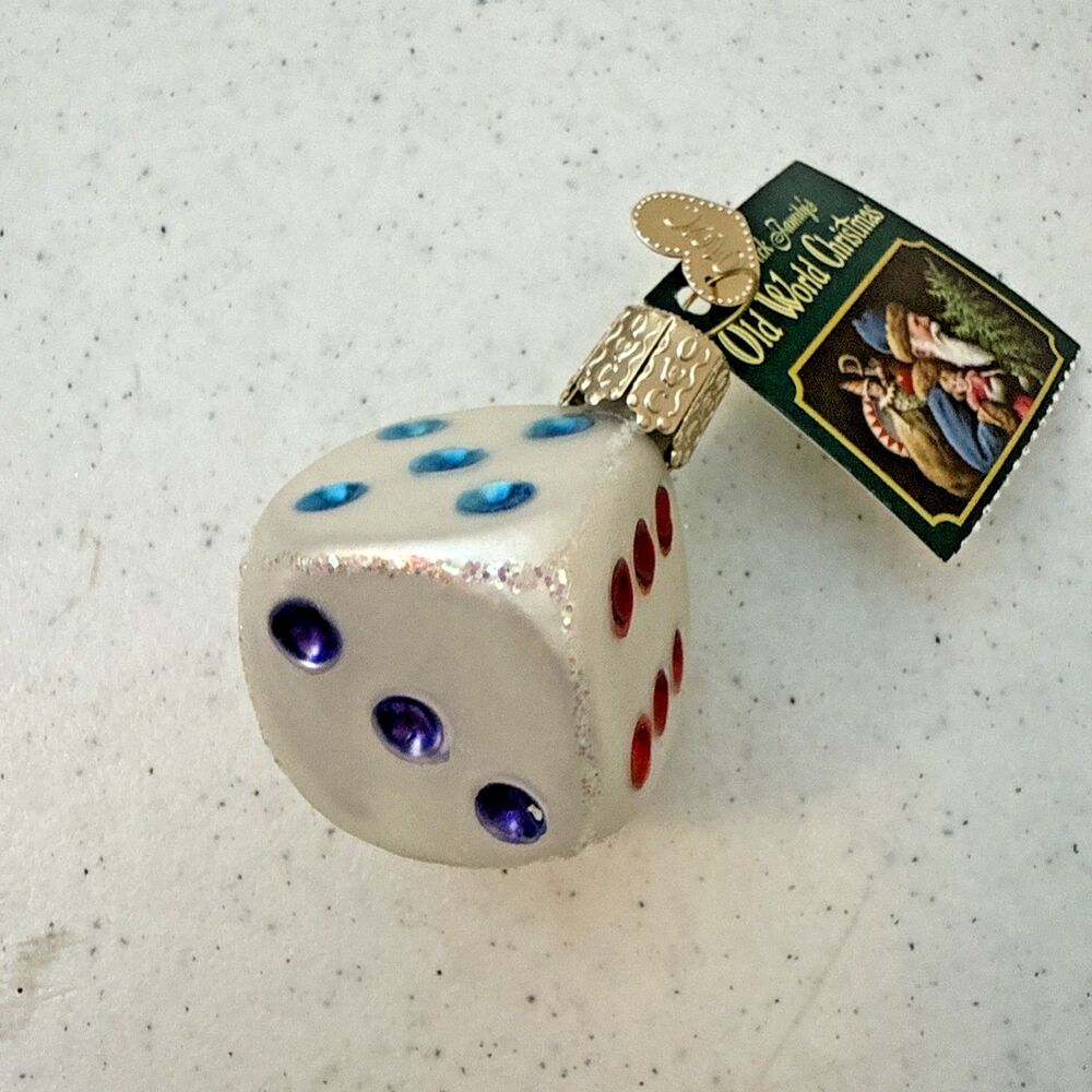 OWC Old World Christmas Blown Glass Dice #44026 gaming fate chance try your luck